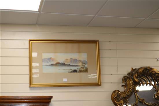 William Earp, pair of watercolours, loch scenes, signed, 23 x 52cm.